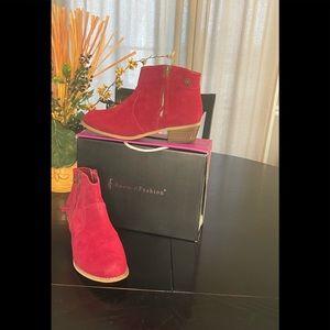 Red suede boots. Sz. 10. Barely worn in box.